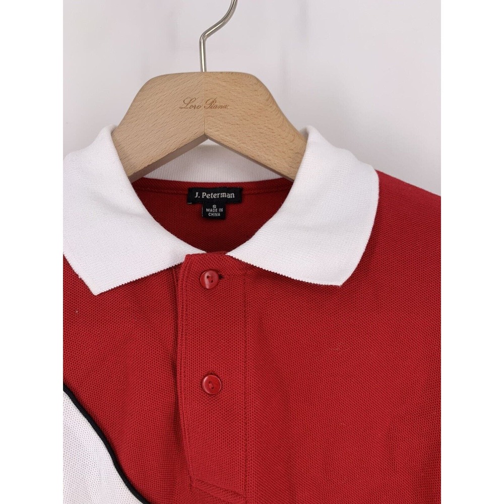 J. Peterman Rugby Polo Long Sleeve Shirt Red White Stripe #3 S - Picture 4 of 11